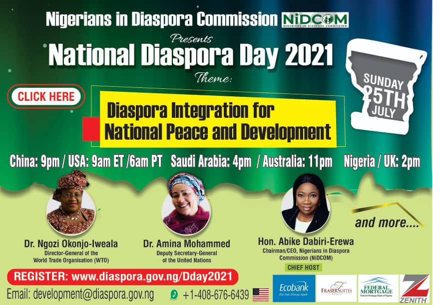 Nigerians in Diaspora Commission (Nidcom) invites you to the 2021 National Diaspora Day
